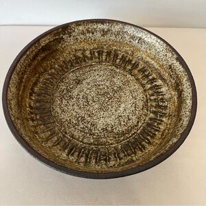 Vintage Schultz Pottery Bowl MCM Stoneware Brutalist